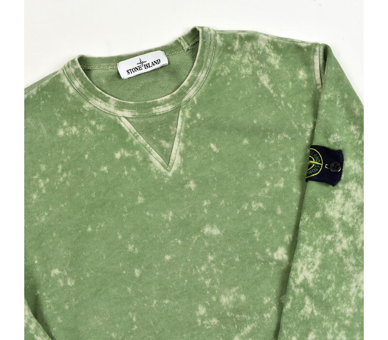 Stone Island green cotton fleece off dye ovd crew neck sweatshirt M