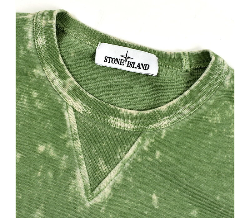 Stone Island green cotton fleece off dye ovd crew neck sweatshirt M