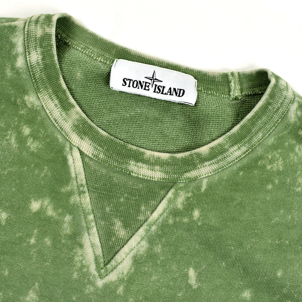 Stone Island green cotton fleece off dye ovd crew neck Stone Island green cotton fleece off dye ovd crew neck