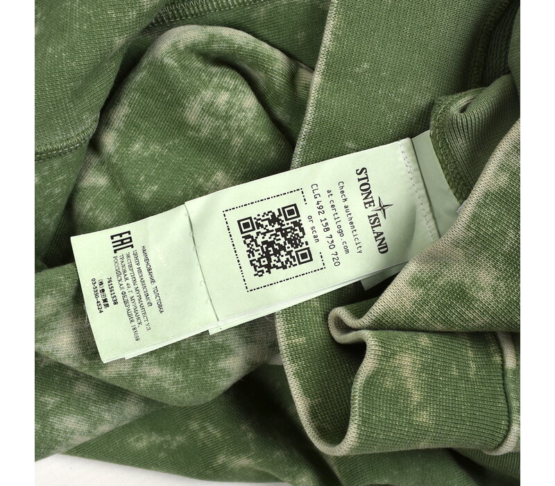 Stone Island green cotton fleece off dye ovd crew neck sweatshirt M