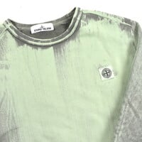 Stone Island green cotton fleece hand brushed colour treatment crew neck sweatshirt M