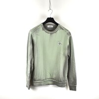 Stone Island green cotton fleece hand brushed colour treatment crew neck sweatshirt M