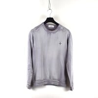 Stone Island grey cotton fleece hand brushed colour treatment crew neck sweatshirt M