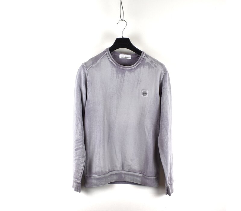 Stone Island grey cotton fleece hand brushed colour treatment crew neck sweatshirt M