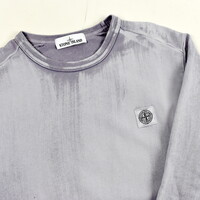 Stone Island grey cotton fleece hand brushed colour treatment crew neck sweatshirt M