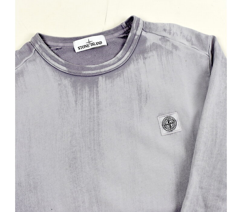 Stone Island grey cotton fleece hand brushed colour treatment crew neck sweatshirt M