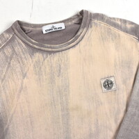 Stone Island sand cotton fleece hand brushed colour treatment crew neck sweatshirt L