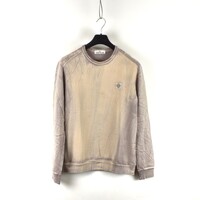 Stone Island sand cotton fleece hand brushed colour treatment crew neck sweatshirt L
