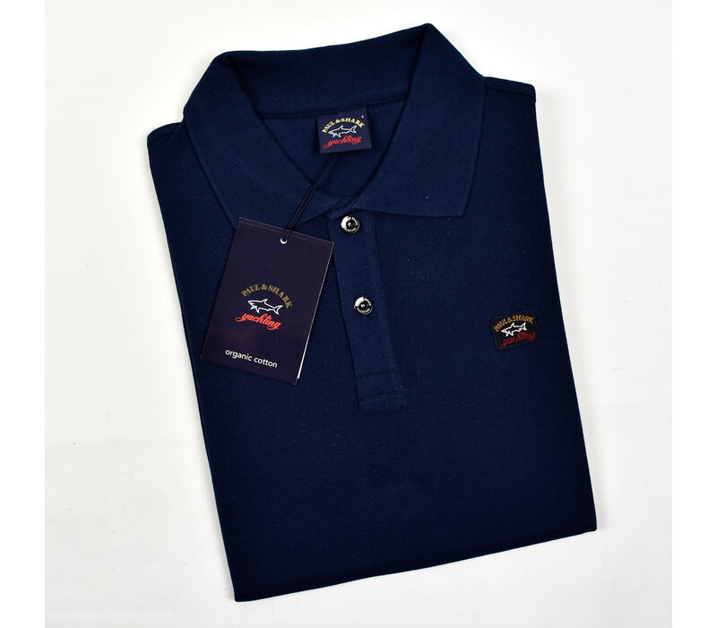 Paul & Shark cotton pique heritage badge polo shirt Navy