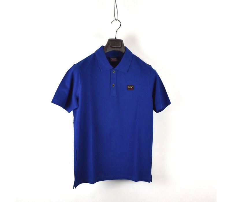 Paul & Shark cotton pique heritage badge polo shirt Royal Blue