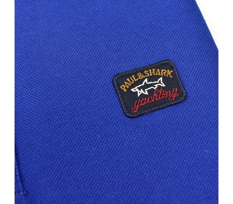 Paul & Shark cotton pique heritage badge polo shirt Royal Blue