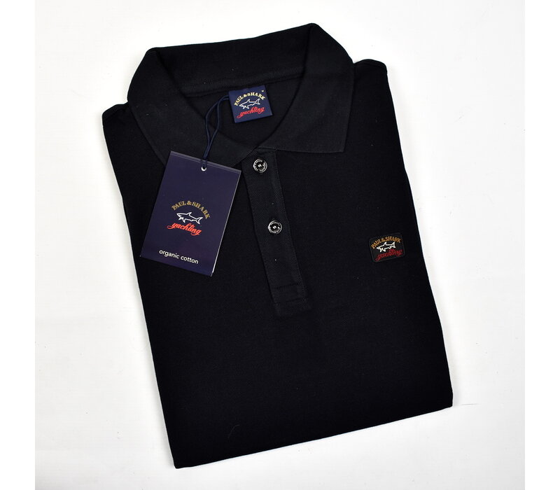 Paul & Shark cotton pique heritage badge polo shirt Black