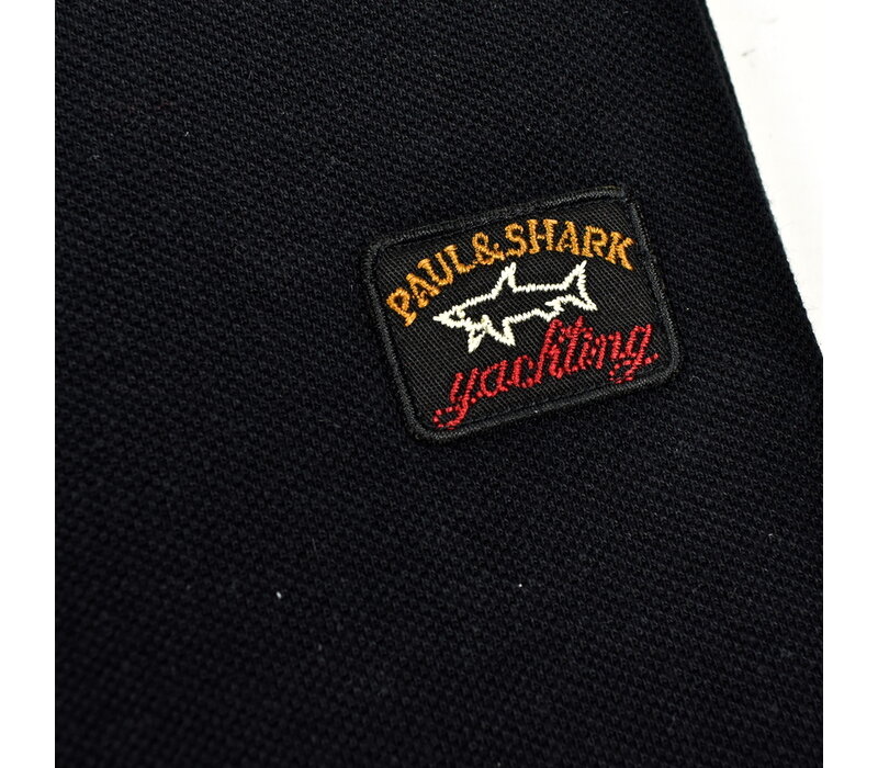 Paul & Shark cotton pique heritage badge polo shirt Black