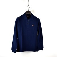 Paul & Shark cotton pique heritage badge long sleeve polo shirt Navy