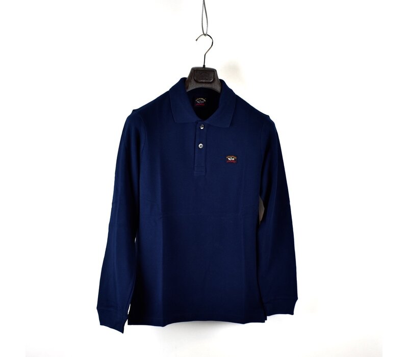 Paul & Shark cotton pique heritage badge long sleeve polo shirt Navy