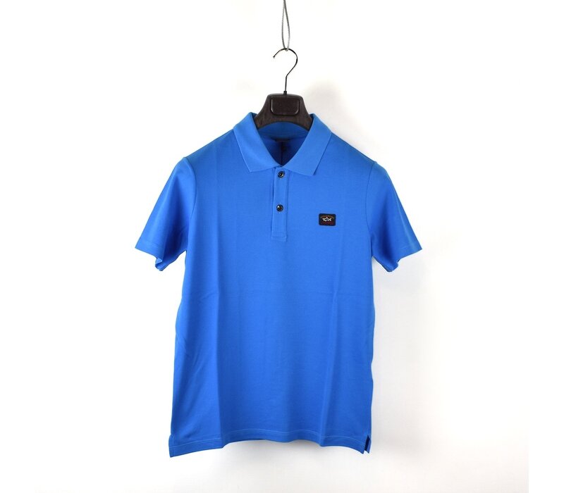 Paul & Shark cotton pique heritage badge polo shirt Sea Blue