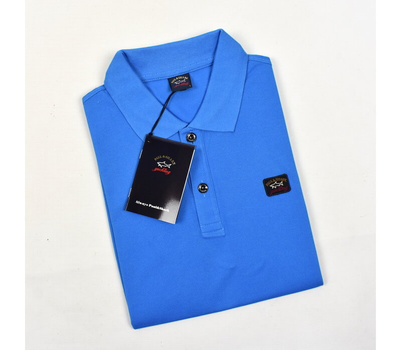 Paul & Shark cotton pique heritage badge polo shirt Sea Blue