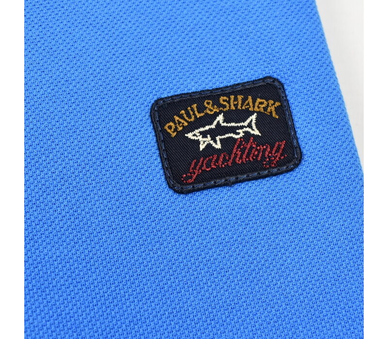 Paul & Shark cotton pique heritage badge polo shirt Sea Blue