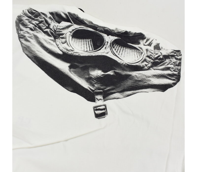 C.P. Company jersey 30/1 goggle hood print crew t-shirt Off White