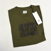 C.P. Company jersey 30/1 label print crew t-shirt Burnt Olive