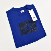 C.P. Company jersey 30/1 label print crew t-shirt Blue Quartz