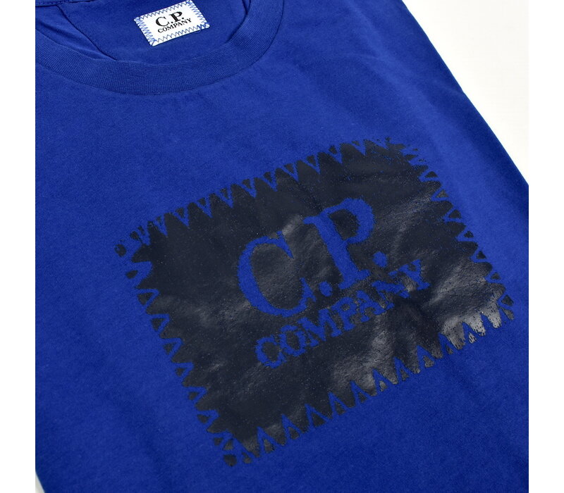 C.P. Company jersey 30/1 label print crew t-shirt Blue Quartz