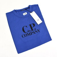 C.P. Company jersey mercerized cotton spellout print crew t-shirt Blue Quartz