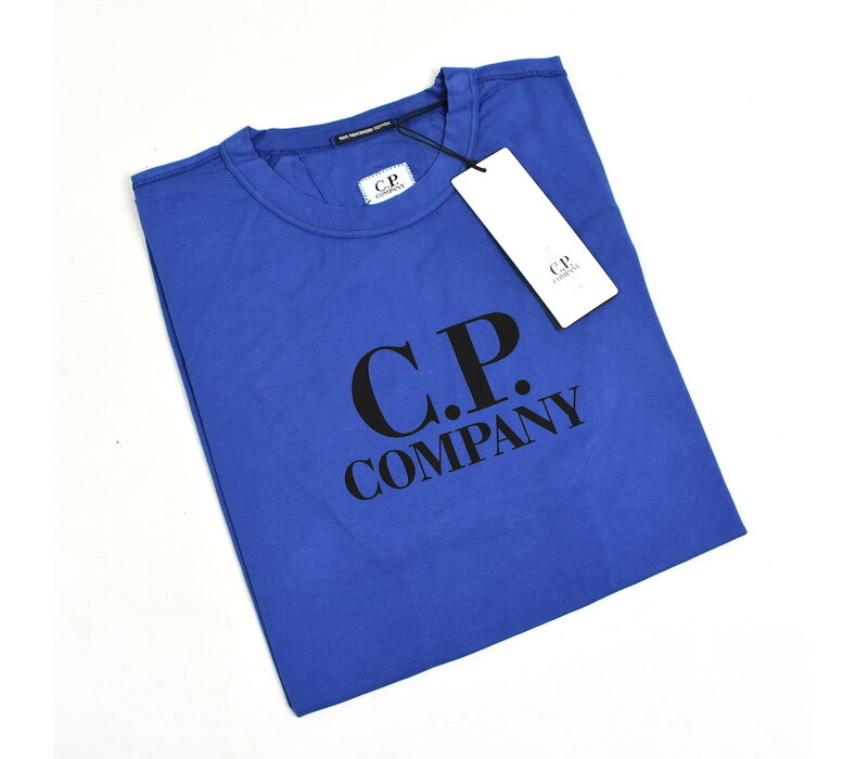 C.P. Company jersey mercerized cotton spellout print crew t-shirt Blue Quartz