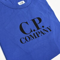 C.P. Company jersey mercerized cotton spellout print crew t-shirt Blue Quartz