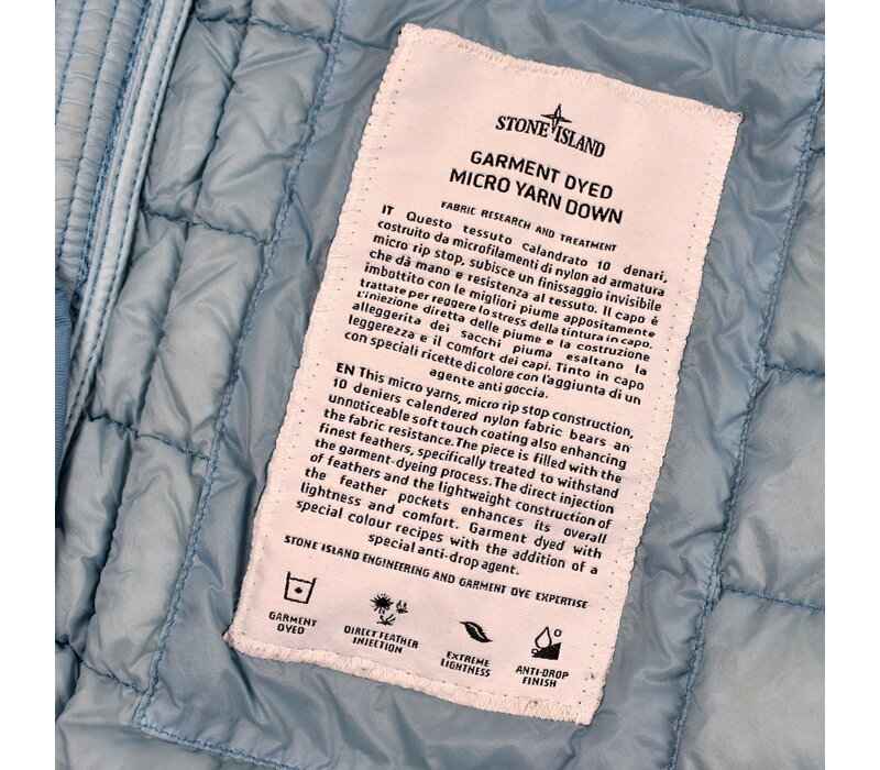 Stone Island blue garment dyed micro yarn down packable jacket L