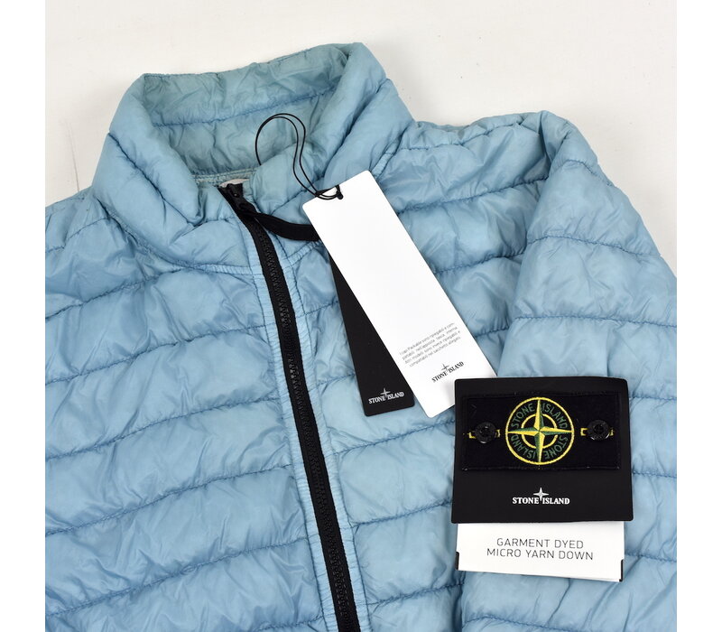 Stone Island blue garment dyed micro yarn down packable jacket L