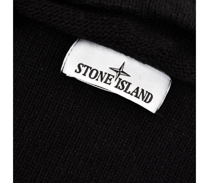 Stone Island black hooded full zip wool knit XL