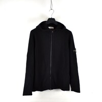 Stone Island black hooded full zip wool knit XL