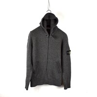 Stone Island grey hooded full zip wool knit XL