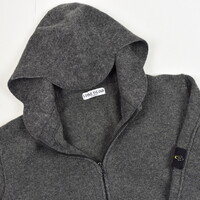 Stone Island grey hooded full zip wool knit XL