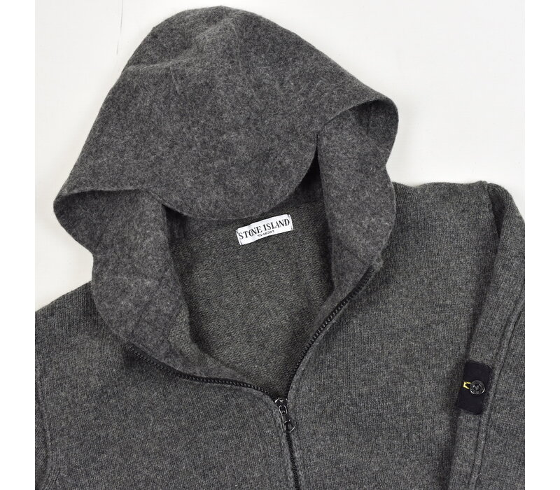 Stone Island grey hooded full zip wool knit XL