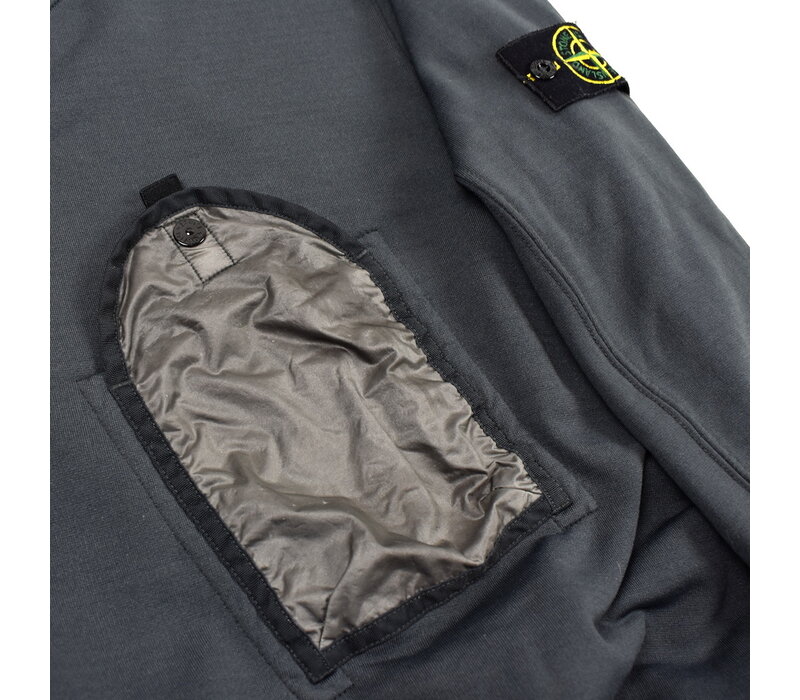 Stone Island grey fleece cotton lamy flock chest pocket crew neck sweatshirt XXL