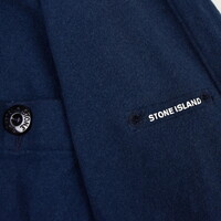 Stone Island blue felted wool spell out logo long sleeve shirt XL