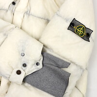 Stone Island white lightweight opaque nylon tela down fishtail parka L