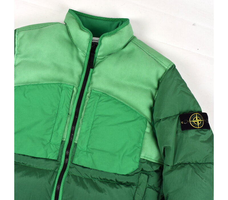 Stone Island green modified panama 6/3 nylon mix fabrics down-tc jacket L