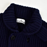 Stone Island navy double breasted wool knit M
