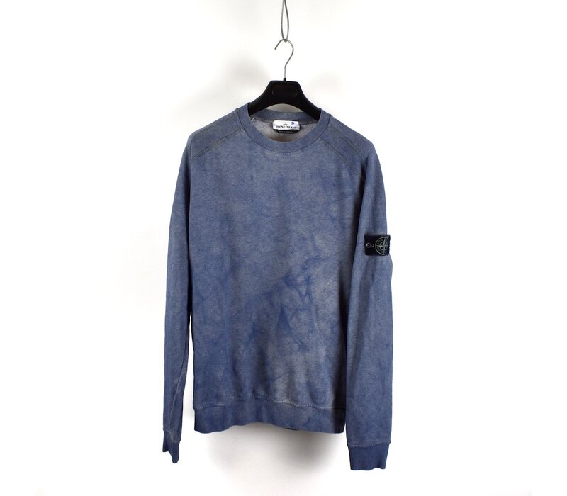 Stone Island blue dust colour treatment crew neck sweatshirt L