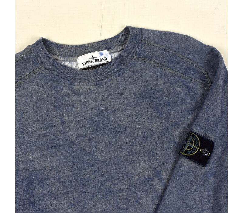 Stone Island blue dust colour treatment crew neck sweatshirt L