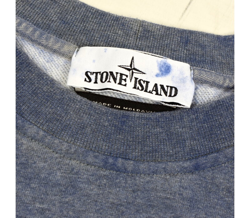 Stone Island blue dust colour treatment crew neck sweatshirt L