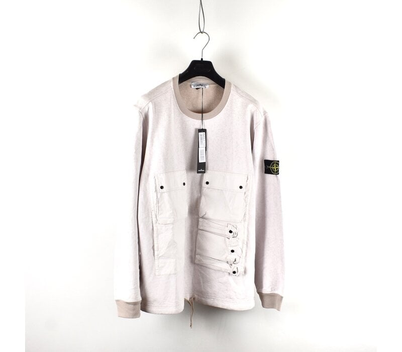 Stone Island off white tela placcata crew neck multi pocket sweatshirt XL