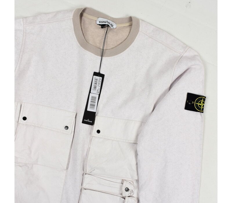 Stone Island off white tela placcata crew neck multi pocket sweatshirt XL