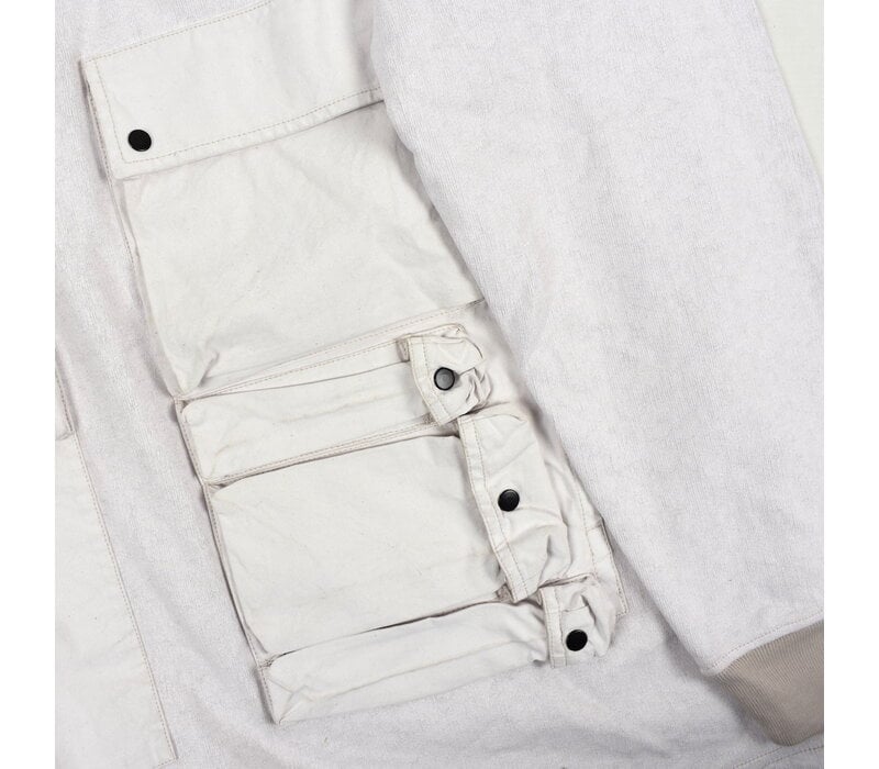 Stone Island off white tela placcata crew neck multi pocket sweatshirt XL