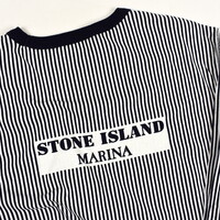 Stone Island Marina navy white long sleeve t-shirt L