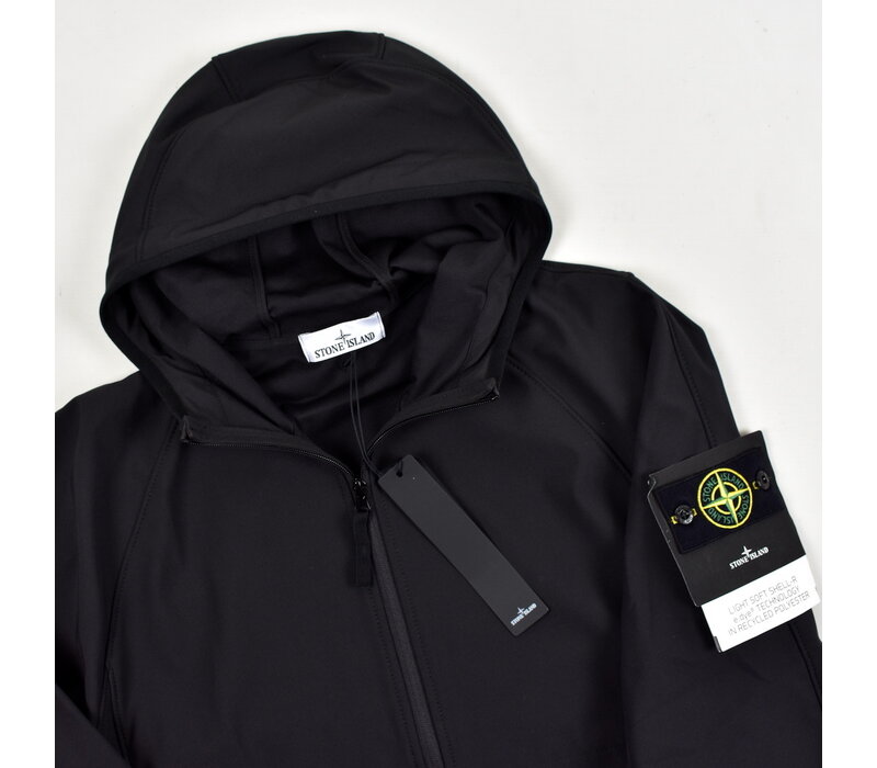 Stone Island black light soft shell-r hooded jacket L