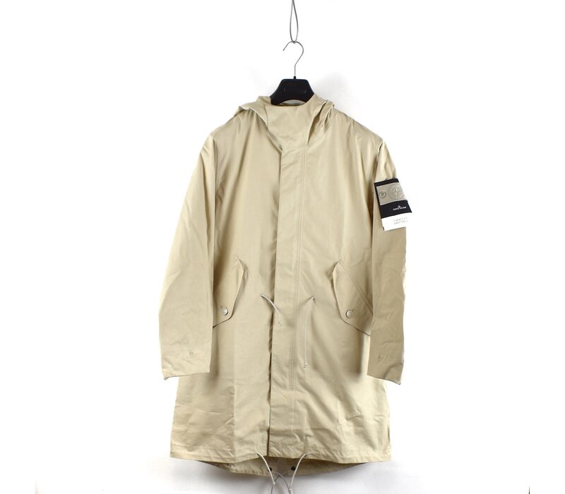 Stone Island beige monochromatic ghost o-ventile hooded fishtail parka S